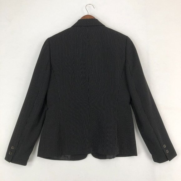 Tahari ASL Women's Size 6 Black White Striped Two-Button Blazer Jacket - Picture 8 of 8